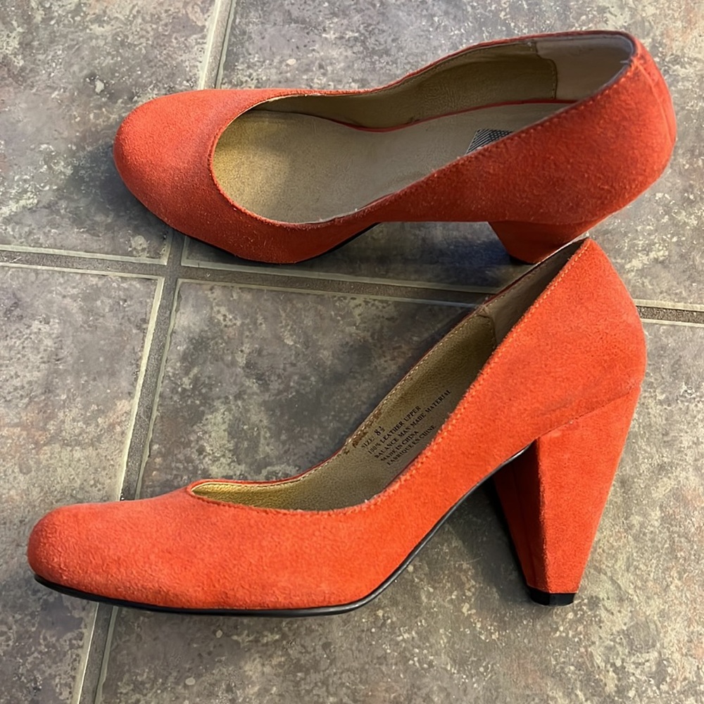 Suede orange heels 8.5